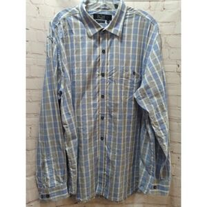 Nat Nast Luxury Originals XL blue gray plaid long sleeve button front shirt